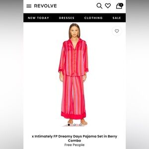 Free People Red and Pink Striped Pajama Pants
